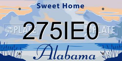275IE0 Alabama License Plate