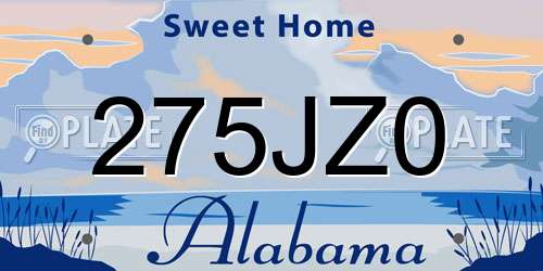 275JZ0 Alabama License Plate