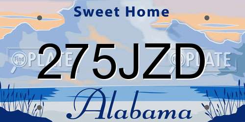 275JZD Alabama License Plate