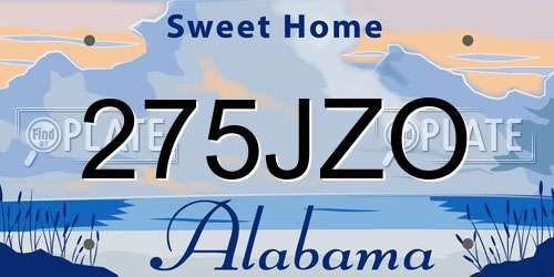 275JZO Alabama License Plate