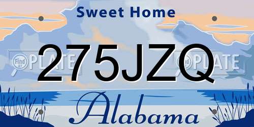 275JZQ Alabama License Plate