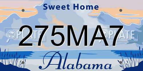 275MA7 Alabama License Plate