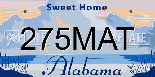 275MAT Alabama License Plate