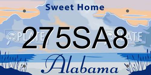 275SA8 Alabama License Plate