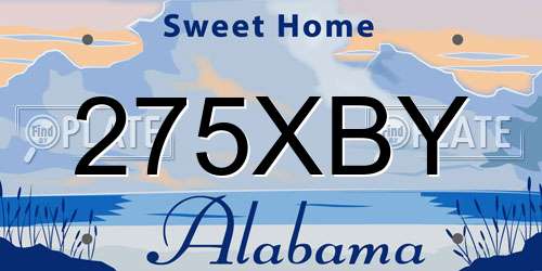 275XBY Alabama License Plate