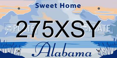 275XSY Alabama License Plate