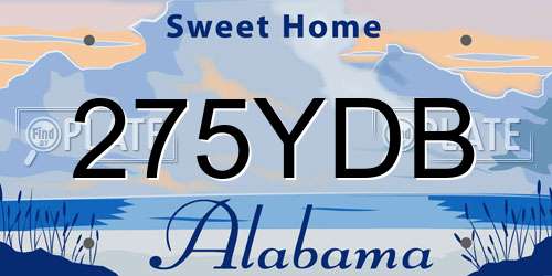 275YDB Alabama License Plate