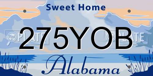 275YOB Alabama License Plate