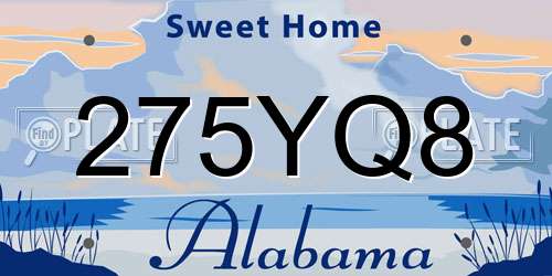 275YQ8 Alabama License Plate