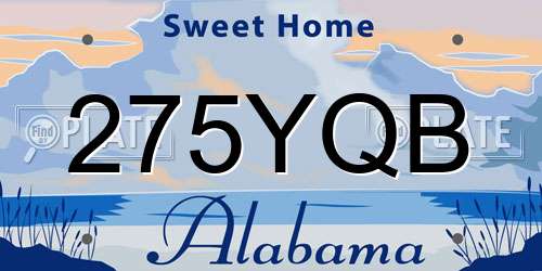 275YQB Alabama License Plate