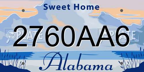 2760AA6 Alabama License Plate