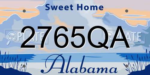2765QA Alabama License Plate