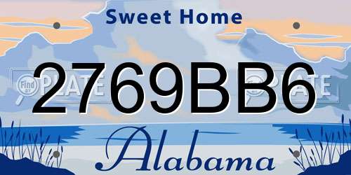 2769BB6 Alabama License Plate