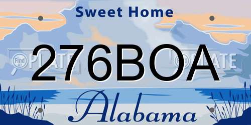 276BOA Alabama License Plate