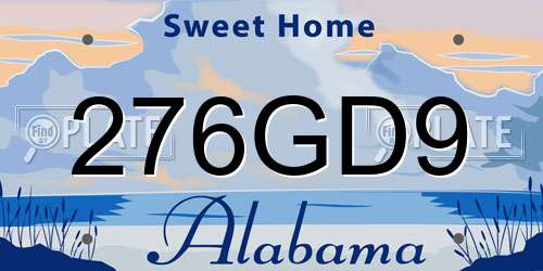 276GD9 Alabama License Plate