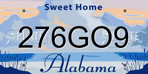 276GO9 Alabama License Plate