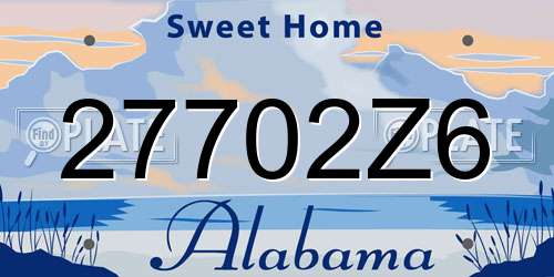 27702Z6 Alabama License Plate