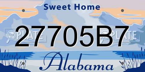 27705B7 Alabama License Plate