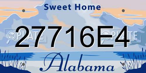 27716E4 Alabama License Plate
