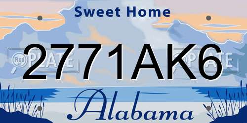 2771AK6 Alabama License Plate