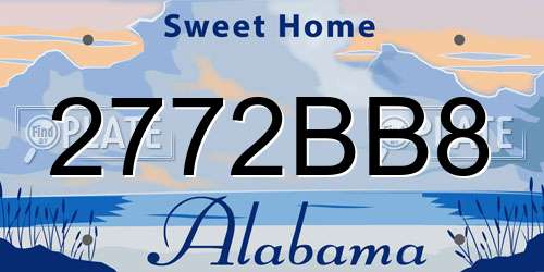 2772BB8 Alabama License Plate