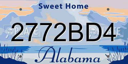 2772BD4 Alabama License Plate