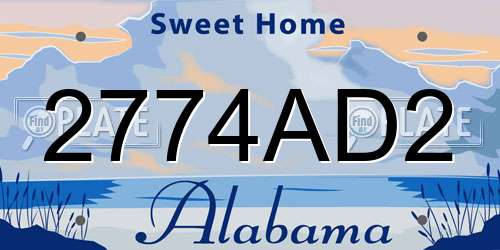 2774AD2 Alabama License Plate