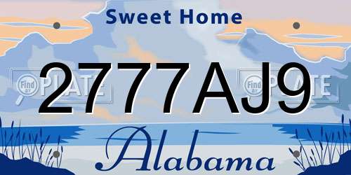 2777AJ9 Alabama License Plate