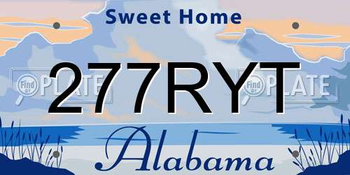 277RYT Alabama License Plate