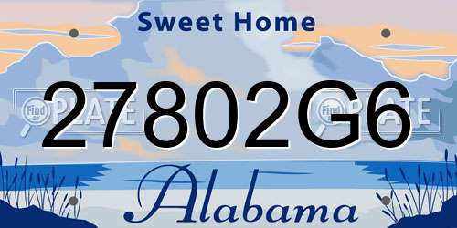 27802G6 Alabama License Plate