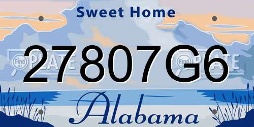 27807G6 Alabama License Plate