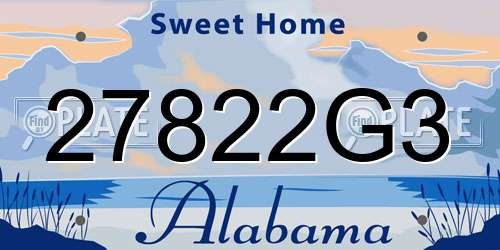 27822G3 Alabama License Plate