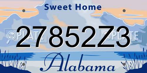27852Z3 Alabama License Plate