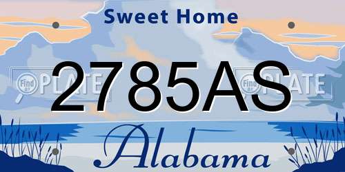 2785AS Alabama License Plate