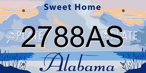 2788AS Alabama License Plate