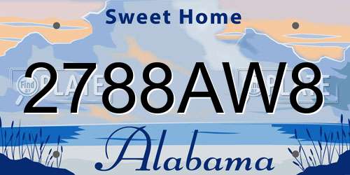 2788AW8 Alabama License Plate