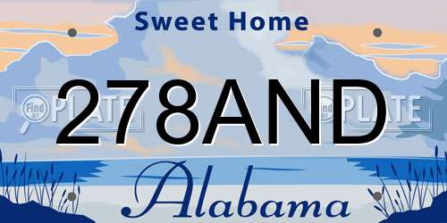278AND Alabama License Plate