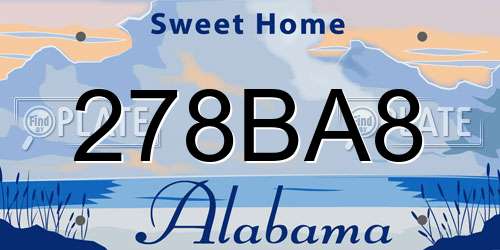 278BA8 Alabama License Plate