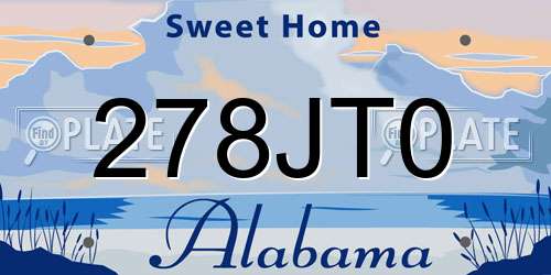 278JT0 Alabama License Plate