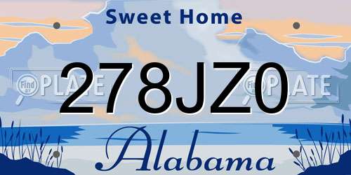278JZ0 Alabama License Plate