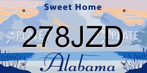 278JZD Alabama License Plate