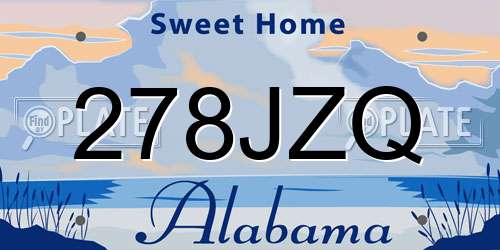 278JZQ Alabama License Plate
