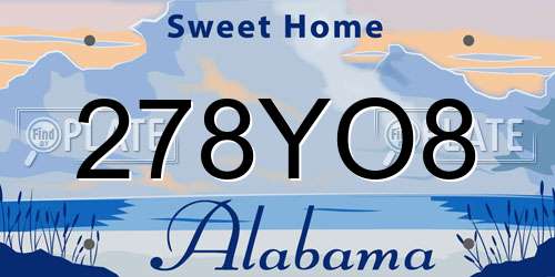 278YO8 Alabama License Plate