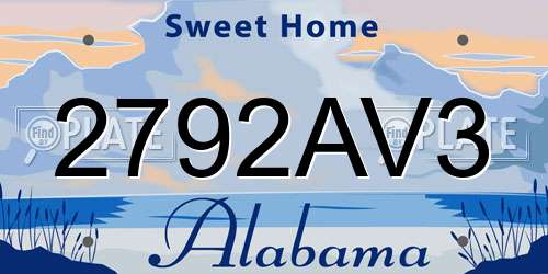 2792AV3 Alabama License Plate