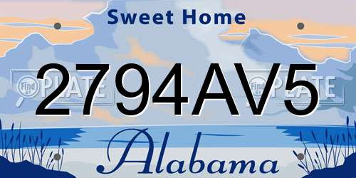 2794AV5 Alabama License Plate