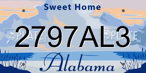 2797AL3 Alabama License Plate
