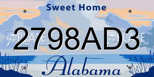 2798AD3 Alabama License Plate