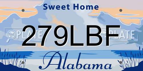279LBF Alabama License Plate
