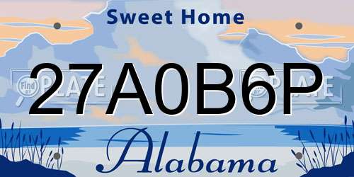 27A0B6P Alabama License Plate