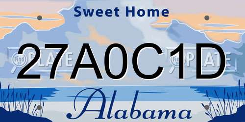 27A0C1D Alabama License Plate